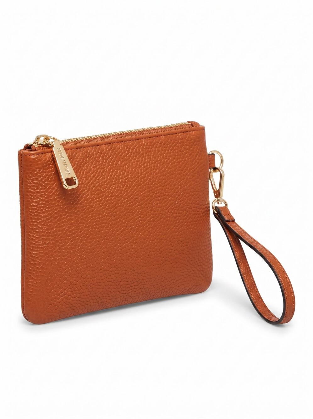 Steve Madden Chestnut Pebbled Faux -Leather Top Zip Wristlet Wallet